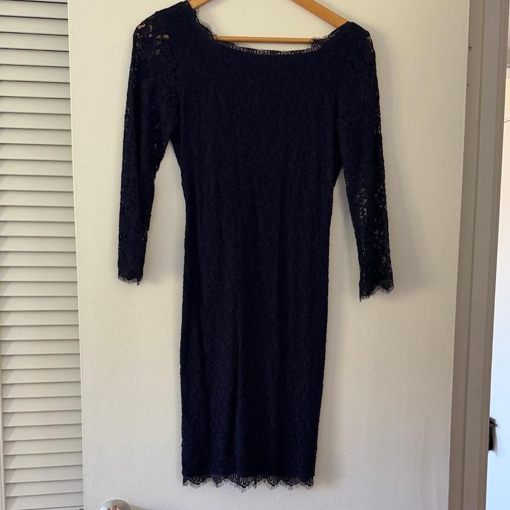 DVF long sleeve lace mini dress
